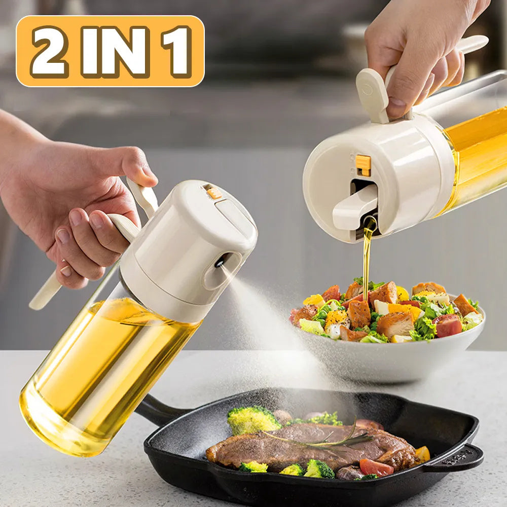 2 In 1 Oil Sprayer Bottle BBQ Cooking Oil Dispenser Olive Oil Pourers Sprayer Kitchen Baking Oil Mister Vinegar Bottle  Verta Drop.